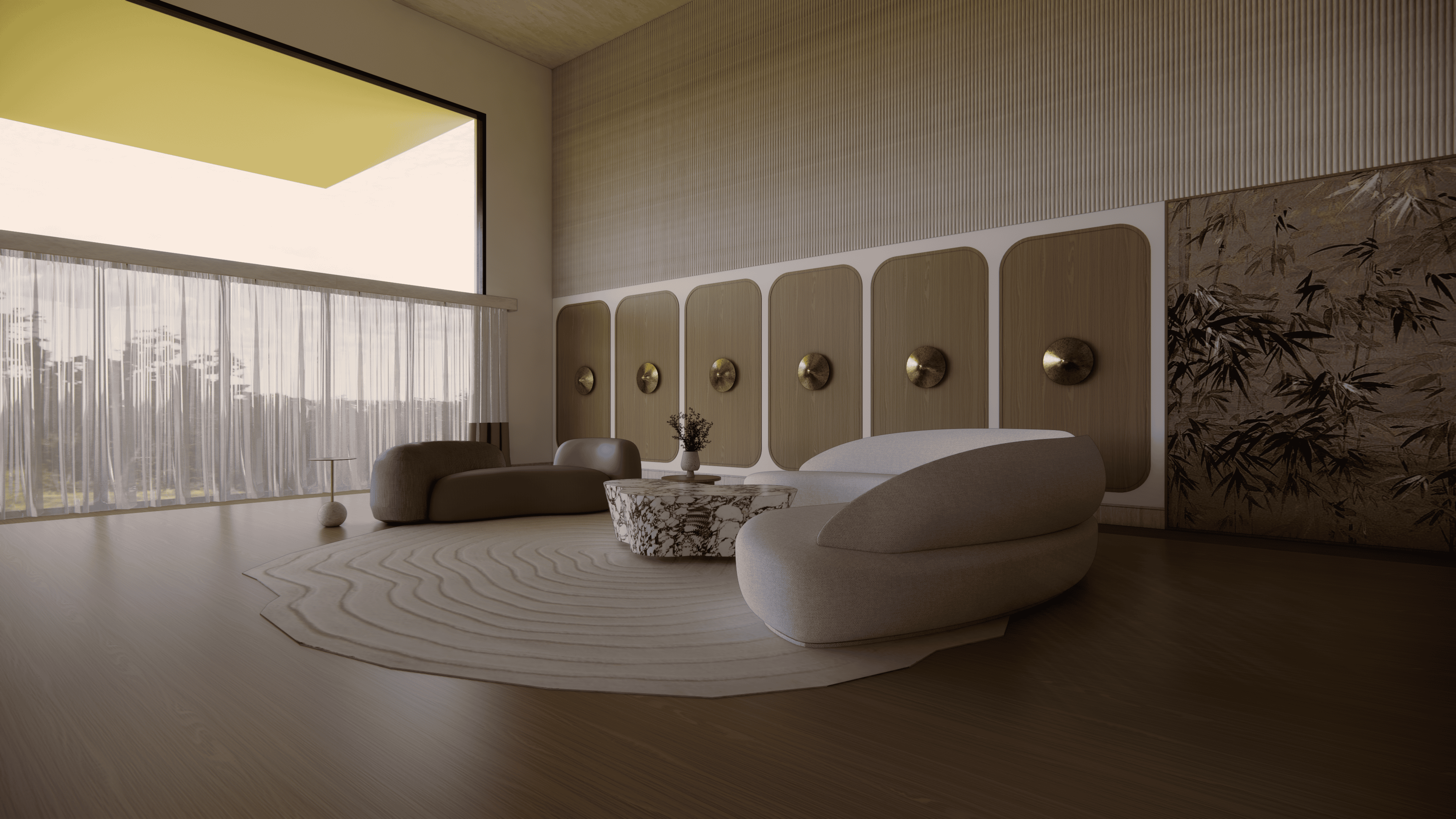 Interior elegante con tonos cálidos